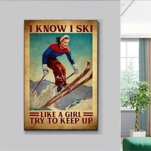 Vintage Ski Poster Wall Decor 12x18